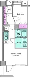 レジディア六本木檜町公園 1LDKの間取図画像