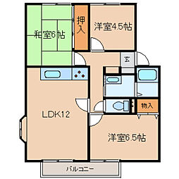 サンガーデン守谷B 2階3LDKの間取り