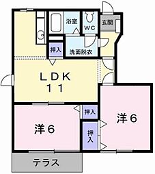 サウスウィンドK 2LDKの間取図画像