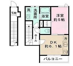 ルミナージュ新中野 2階1DKの間取り