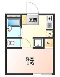 ピアーチェ祖師ヶ谷大蔵 1階1Kの間取り