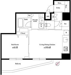 アルテシモプリマ 4階1LDKの間取り