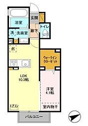 フロイデ 1階1LDKの間取り