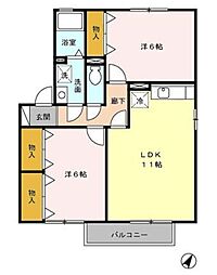 ウールクロッシェB 2LDKの間取図画像