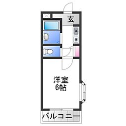 コスモビクトリー 1Kの間取図画像