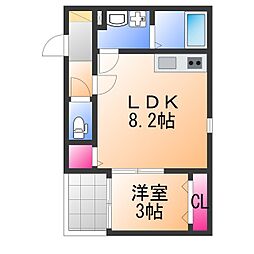 Fstyle東新町3号館 1LDKの間取図画像