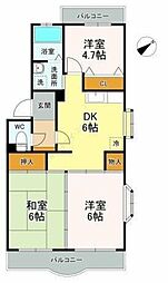 グランメール 3階3DKの間取り