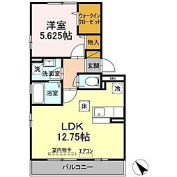 サニーハイツ 1階1LDKの間取り