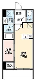 ONLY ONE 神戸三田 1LDKの間取図画像
