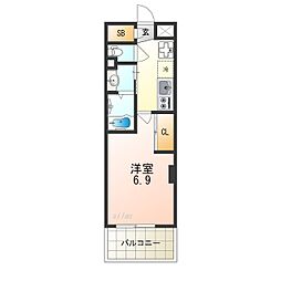 JR福知山線 塚口駅 徒歩9分の賃貸マンション 8階1Kの間取り
