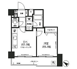 ハイホーム十条 10階1DKの間取り