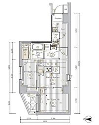 ミライズ錦糸町マーロ 2DKの間取図画像