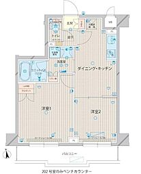 ルーブル上板橋 5階2DKの間取り