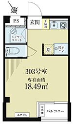 サンセール荻窪 3階ワンルームの間取り