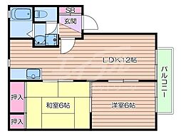 パストラーレ千里丘 2LDKの間取図画像