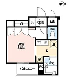 千草 1Kの間取図画像