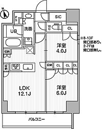 シーズンフラッツ浅草言問通り 3階2LDKの間取り