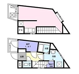 箱根ハイライズビル 3階ワンルームの間取り