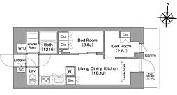 コンフォリア・リヴ南品川 5階2LDKの間取り