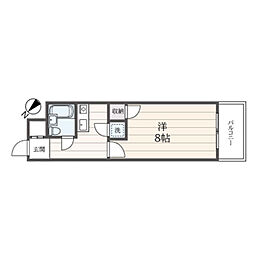 クレスト1 1階1Kの間取り