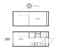 ハーモニーテラス小岩ウエストII ワンルームの間取図画像