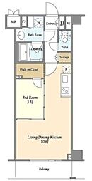 ディームス初台II 2階1LDKの間取り