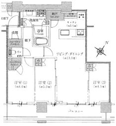 ブリリアザ・タワー東京八重洲アベニュー 3LDKの間取図画像