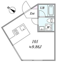 trias351 ワンルームの間取図画像