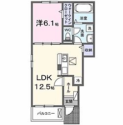 セレニティ　コートI 1階1LDKの間取り