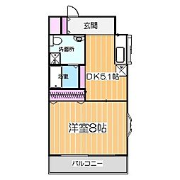 ブランカ中百舌鳥 1DKの間取図画像