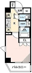 プレール・ドゥーク品川南大井 1Kの間取図画像