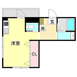 コーポワンピース ワンルームの間取図画像