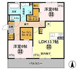 ヴェルデB 2LDKの間取図画像