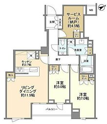 ザ・パークハウス上原 2SLDKの間取図画像