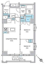 プレディアコート西葛西 4階2LDKの間取り