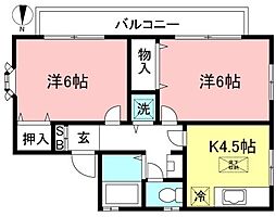 ウエストハイツ 2Kの間取図画像