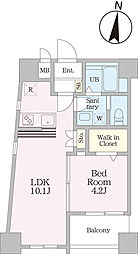 エクセルピア新川崎2番館 1LDKの間取図画像