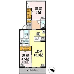 D-ROOM弁天IV 1階2LDKの間取り