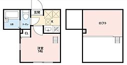 ソレイユ富岡西公園 1階1Kの間取り