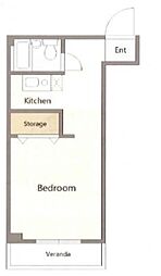 プラーズ関原 3階ワンルームの間取り