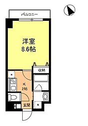 ヴァンクール 2階1Kの間取り