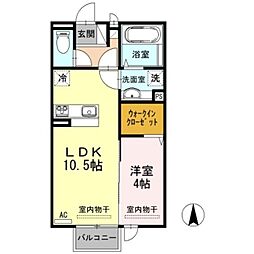 サンリジェール 1LDKの間取図画像