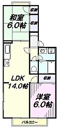 サンパレス青梅 2LDKの間取図画像