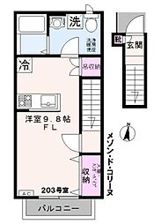 メゾン・ド・コリーヌ ワンルームの間取図画像