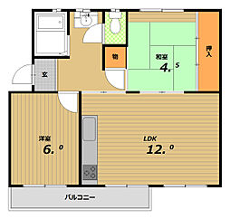 鈴蘭台第3住宅1号棟 2LDKの間取図画像