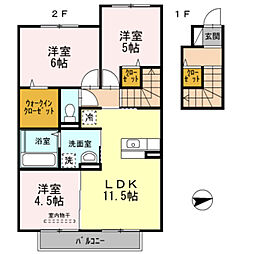 パーク フォレスト　Ｂ棟 2階3LDKの間取り