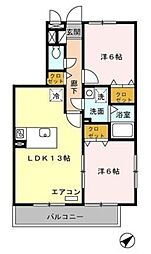 フォリオ春日部 2LDKの間取図画像