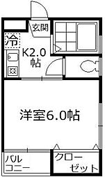 ナカニシコーポ 3階1Kの間取り