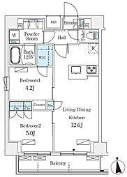 オープンブルーム浅草橋 6階2LDKの間取り