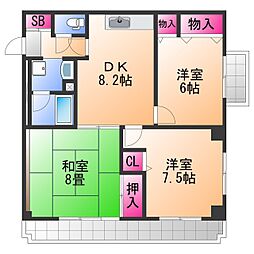 ルナパリス 3DKの間取図画像